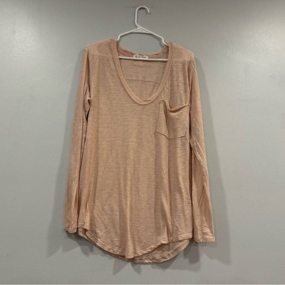 Free People Betty Tee Shirt Light Pink Long Sleeve Large L - Picture 5 of 10